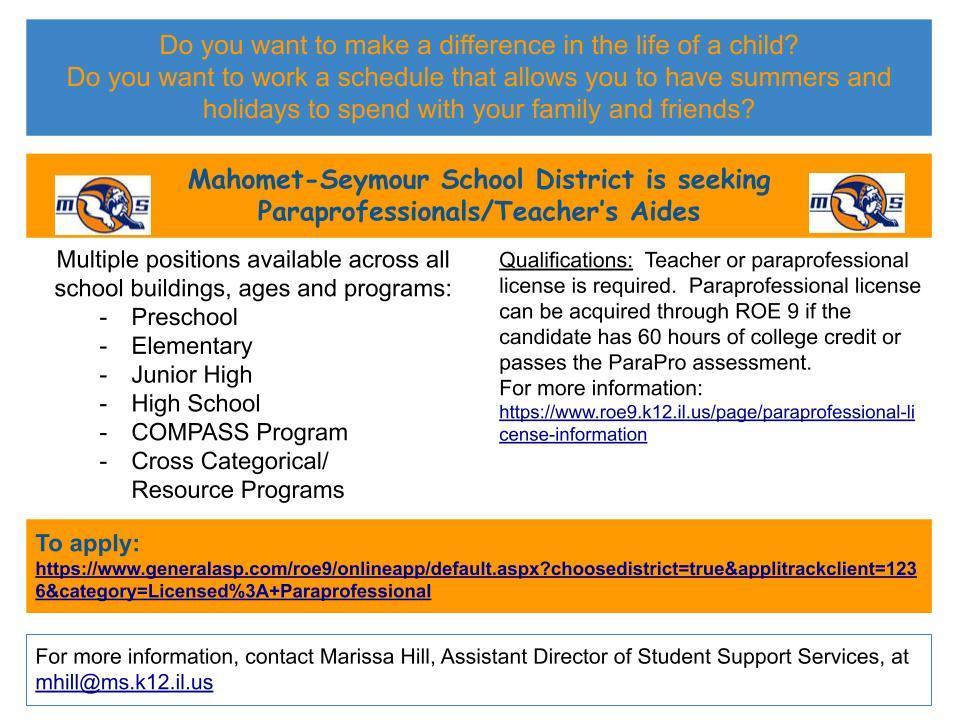 Paraprofessionals/Teacher's Aides